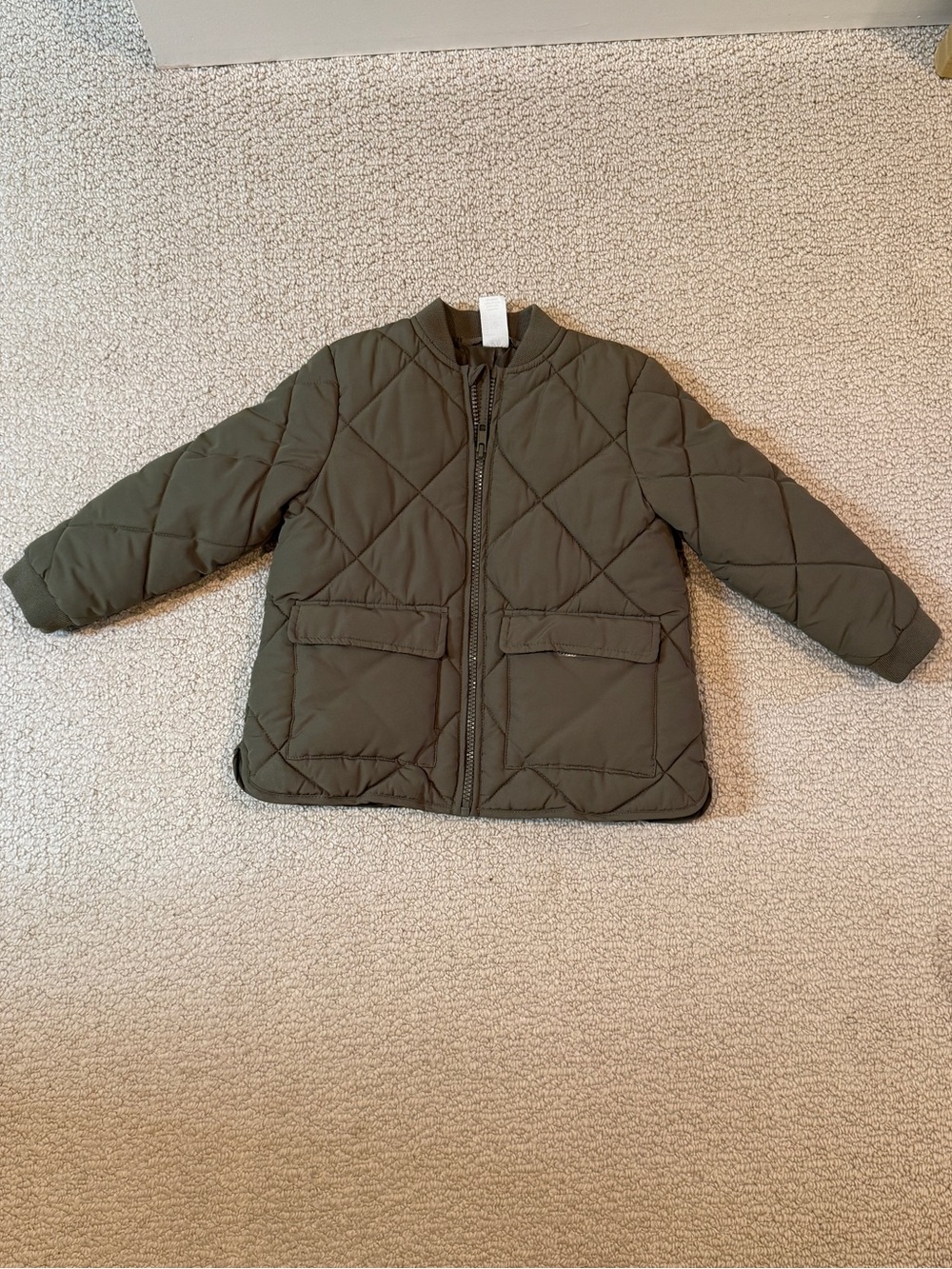 H&M toddler 3T Olive Khaki Green Quilted Jacket